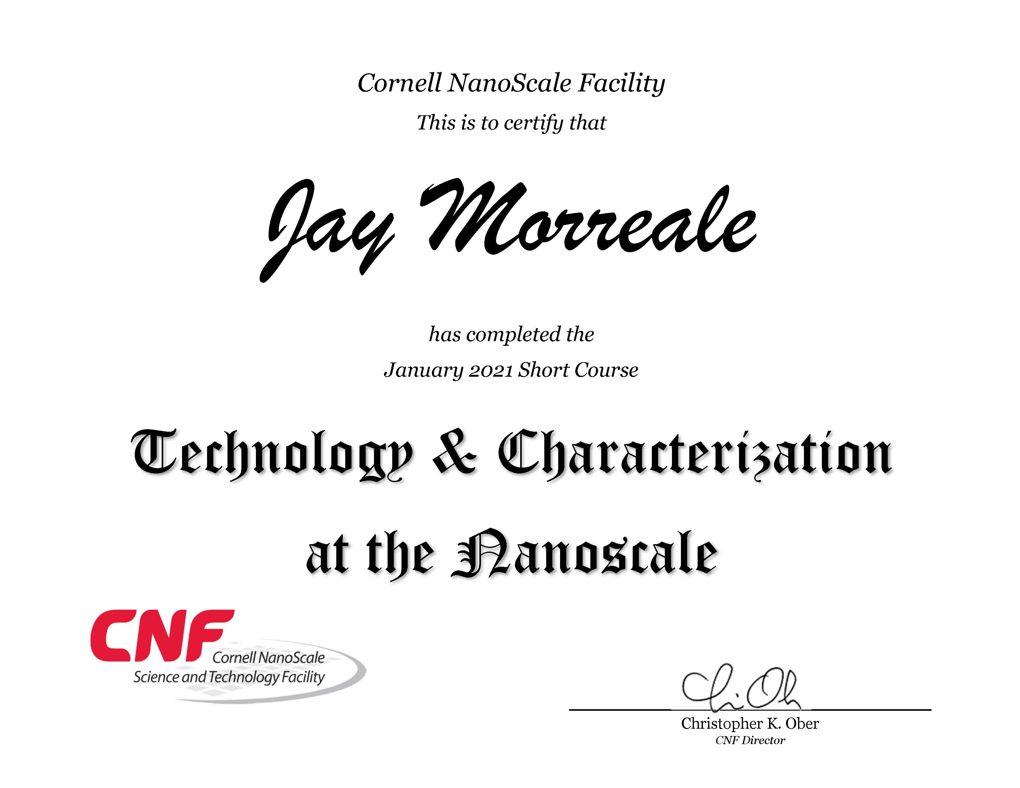 CNF Certificate of Completion