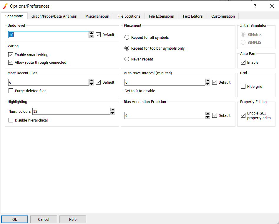 figure 1 simetrix option preferences