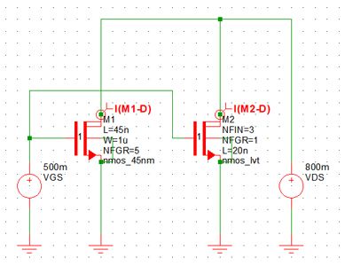 figure 2 simetrix p03 nmos 45nm 7nm schematic