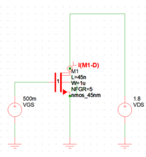 figure 2 nmos 45nm schematic