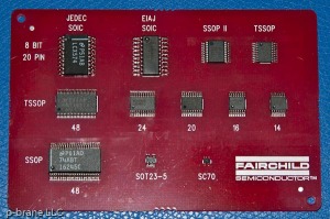 Photograph of surface mount IC packages.